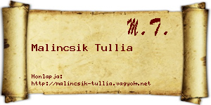Malincsik Tullia névjegykártya